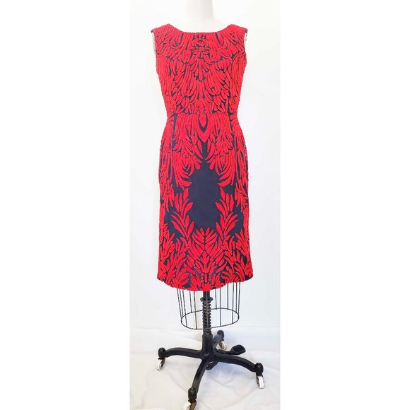 Pankaj & Nidhi Womens Spice Tree Dress Red Chain Stitch Navy Sleeveless - Picture 4 of 14